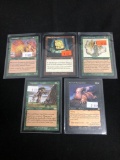 5 Count Lot of Vintage Magic the Gathering Gold Symbol Rare Cards from Store Closeout