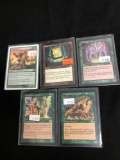 5 Count Lot of Vintage Magic the Gathering Gold Symbol Rare Cards from Store Closeout