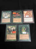 5 Count Lot of Vintage Magic the Gathering Gold Symbol Rare Cards from Store Closeout