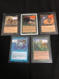 5 Count Lot of Vintage Magic the Gathering Gold Symbol Rare Cards from Store Closeout