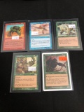 5 Count Lot of Vintage Magic the Gathering Gold Symbol Rare Cards from Store Closeout