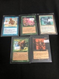 5 Count Lot of Vintage Magic the Gathering Gold Symbol Rare Cards from Store Closeout