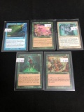 5 Count Lot of Vintage Magic the Gathering Gold Symbol Rare Cards from Store Closeout