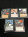 5 Count Lot of Vintage Magic the Gathering Gold Symbol Rare Cards from Store Closeout