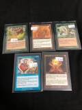 5 Count Lot of Vintage Magic the Gathering Gold Symbol Rare Cards from Store Closeout