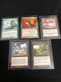 5 Count Lot of Vintage Magic the Gathering Gold Symbol Rare Cards from Store Closeout