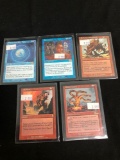 5 Count Lot of Vintage Magic the Gathering Gold Symbol Rare Cards from Store Closeout