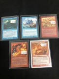 5 Count Lot of Vintage Magic the Gathering Gold Symbol Rare Cards from Store Closeout