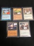 5 Count Lot of Vintage Magic the Gathering Gold Symbol Rare Cards from Store Closeout