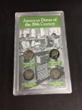American Dimes of the 20th Century with 3 90% Silver Dimes - Barber, Mercury, Roosevelt