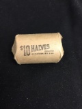 $10 FACE VALUE Roll of United States 1976 Kennedy Half Dollars in Old Bank Roll