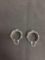 Hand-Detailed 28mm Diameter 15mm Wide Tapered Pair of Sterling Silver Hoop Earrings