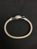 ESPO Designer 5mm Wide Popcorn Mesh Link 3in Diameter Sterling Silver Shepard's Hook Bangle Bracelet