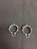 Hand-Detailed 28mm Diameter 15mm Wide Tapered Pair of Sterling Silver Hoop Earrings