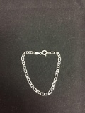 Anchor Link 3mm Wide 6in Long Italian Made Sterling Silver Bracelet