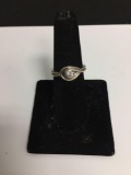 Bezel Set Round Faceted 3.5mm Diamond Center KS Designer Sterling Silver Bypass Knot Design Ring
