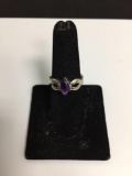 Marquise Faceted 10x8mm Amethyst Channel Set Center Infinity Shoulder Design Sterling Silver Ring