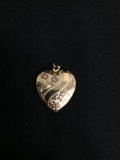 High Polished Finished Filigree Decorated 22x18mm Gold-Tone Sterling Silver Heart Locket Pendant