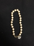 Round 6mm Hand-Strung Pearl 8in Long Bracelet w/ 14kt Gold Filled Clasp