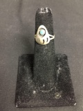 Old Pawn Native American Bear Claw Design 15x11mm Top w/ Round 3mm Turquoise Center Sterling Silver