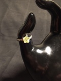 Flower Faceted 8mm Lemon Quartz Center Marsala Designer High Polished Sterling Silver Solitaire Ring