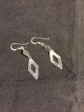 Two-Tier Diamond Shaped 35mm Long 10mm Wide High Polished Pair of Sterling Silver Drop Earrings