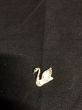 Brush Finish Laser-Carved Detailed 20x17mm Sterling Silver Swan Pendant