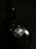 Two-Tone Vintage Filigree Cross Design 13mm Wide Tapered w/ Round 2mm Emerald Gem Center Signed