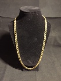 Curb Link Medium Gauge 6mm Wide 18in Long High Polished Italian Made Gold-Tone Sterling Silver Chain