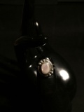 Oval 7x5mm Pink Mother of Pearl Center Bead Ball Detailed Old Pawn Native American Sterling Silver