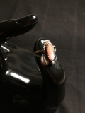 Rope & Feather Detailed 17x10mm Feature w/ Marquise Shaped Pink Mother of Pearl Center Old Pawn