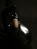 Rope Detailed 15x10mm Feature w/ Oval Shaped Pink Mother of Pearl Center Old Pawn Native American