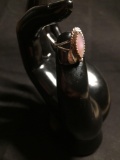 Rope & Feather Detailed 17x10mm Feature w/ Marquise Shaped Pink Mother of Pearl Center Old Pawn