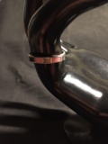 Alternating Pink & Black Enameled Center 3.5mm Wide Signed Designer Sterling Silver Ring Band