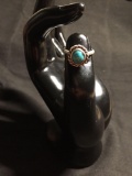 Round Roped Detailed 11mm Diameter Feature w/ Round Turquoise Cabochon Center Old Pawn Native