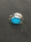 AMAZING Blue Color Turquoise Native American Sterling Silver Large Ring Size 7.5