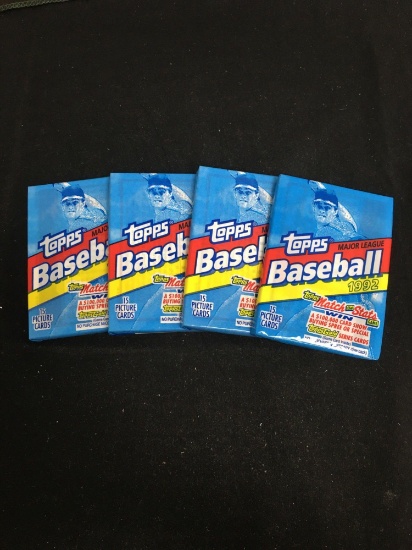 Lot of 4 Factory Sealed 1992 Topps Baseball MLB 15 Card Packs