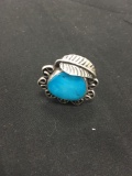 AMAZING Blue Color Turquoise Native American Sterling Silver Large Ring Size 7.5