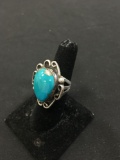 Large Turquoise Chunk Native Sterling Silver LARGE Ring Size 7
