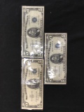 PAWN SHOP SAFE FIND - 3 Count Lot of US Lincoln $5 Silver Certificate Bill Notes - $15 Face Value