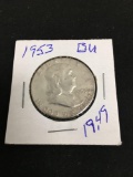 1953 United States Franklin Silver Half Dollar - 90% Silver Coin from Collection - BU