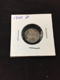 1960-D United States Roosevelt Silver Dime - 90% Silver Coin