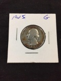 1945 United States Washington Silver Quarter - 90% Silver Coin