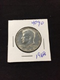 1968 United States Kennedy Silver Half Dollar - 40% Silver Coin from Collection