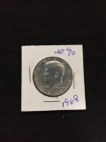 1968 United States Kennedy Silver Half Dollar - 40% Silver Coin from Collection