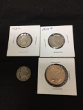 4 Count Lot of United States Coins with 2 35% Silver Nickels from Collection