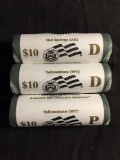 3 UNC United States Denver Mint Washington Quarter Rolls - $30 Face Value