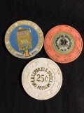 Lot of 3 RARE Vintage Casino Chip Tokens from Estate