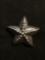 SU Designer 33mm Diameter High Polished Starfish Design Detailed Sterling Silver Brooch