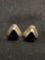 CID Designer Triangular 14mm Pair of Sterling Silver Friction Back Earrings w/ Onyx Inlaid Center